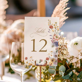 Número de mesa de boda de jardín de flores silvest