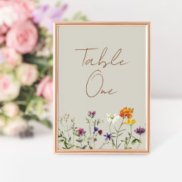 Número de mesa de boda de jardín de flores silvest
