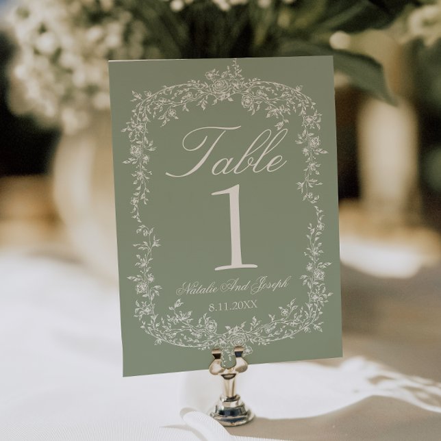 Número de mesa de boda de jardín verde salvia flor (Subido por el creador)