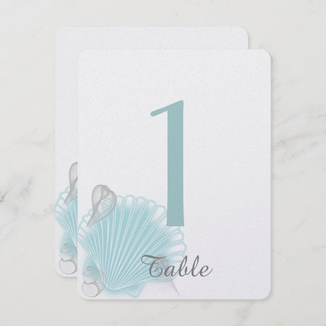 Número de Mesa de Boda de la Playa de Concha Azul  (Anverso / Reverso)