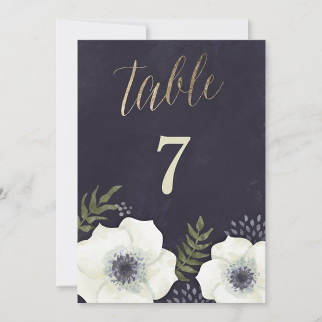 Número de mesa de Boda de las flores nocturnas de  (Anverso)