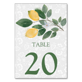Número de mesa de boda de limones sicilianos acuar
