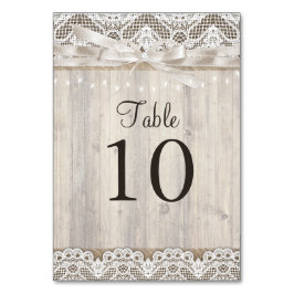 Número de Mesa de Boda de Madera con Encaje Rústic