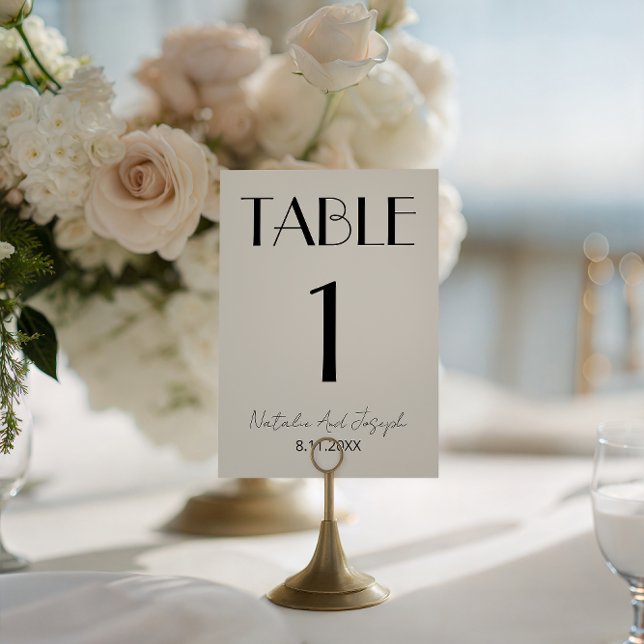 Número de mesa de boda de marfil negro elegante y  (Subido por el creador)