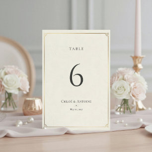 Número de mesa de boda de marfil pastoral francés