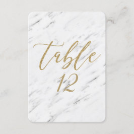 Número de mesa de boda de mármol blanco y oro eleg