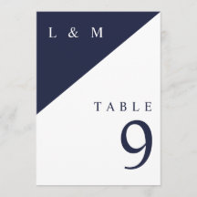 Número de Mesa de Boda de Monograma Azul Marino y 