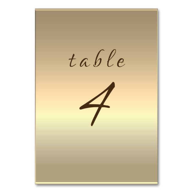 Número de mesa de boda de oro elegante (Anverso)