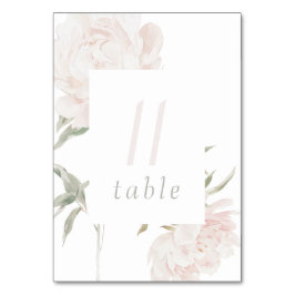Número de mesa de boda de peonía de suave tono ros