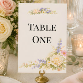 Número de mesa de boda de pradera de flores silves