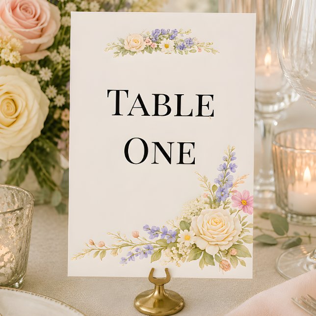 Número de mesa de boda de pradera de flores silves (Part of the luxury wildflower meadow wedding theme collection, table number)