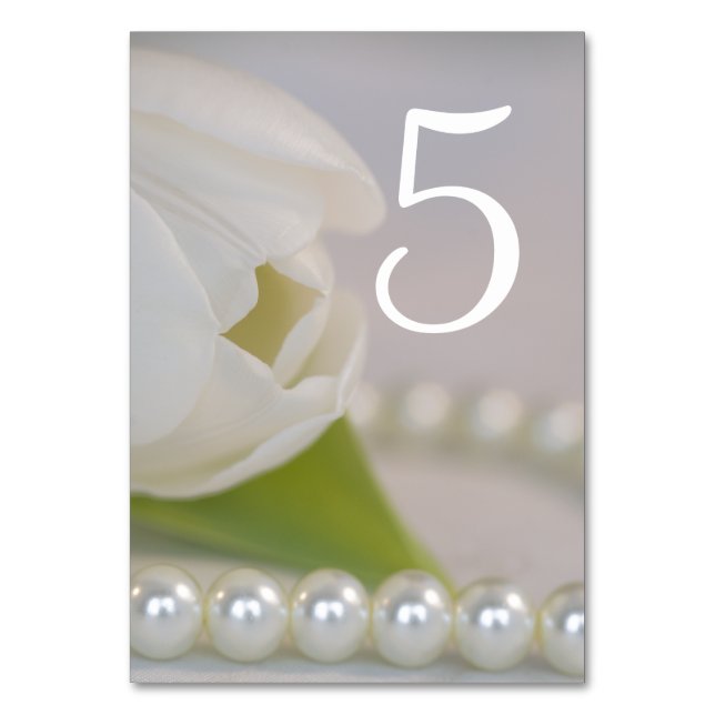 Número de Mesa de Boda de Primavera Tulipán Blanco (Anverso)