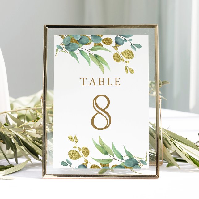 Número de Mesa de Boda de Rama de Oro de Eucalipto (Subido por el creador)