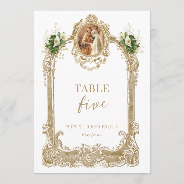 Número de mesa de boda de Santo Católico  (Anverso)