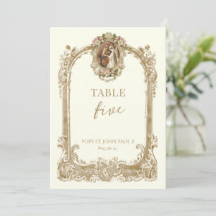 Número de mesa de boda de santo católico 