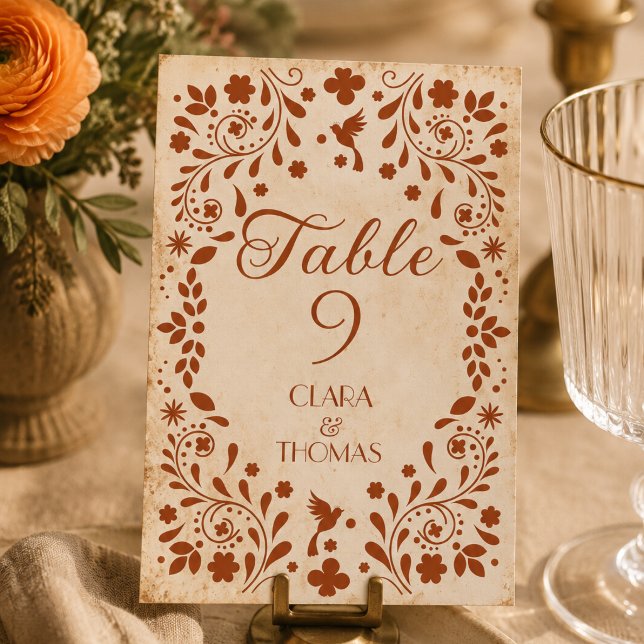 Número de mesa de boda de terracota beige mexicana (Subido por el creador)
