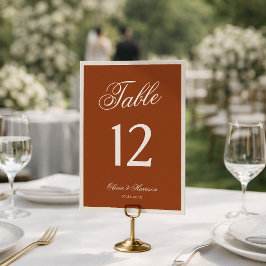 Número de mesa de boda de terracota chic terrenal