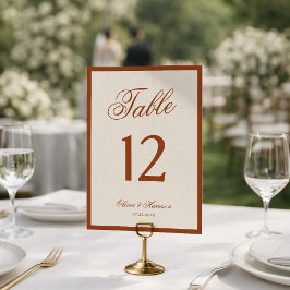 Número de mesa de boda de terracota naranja quemad