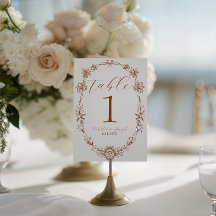 Número de mesa de boda de terracota naranja quemad