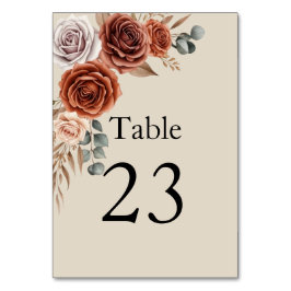 Número de mesa de boda de terracota y hierba de Pa