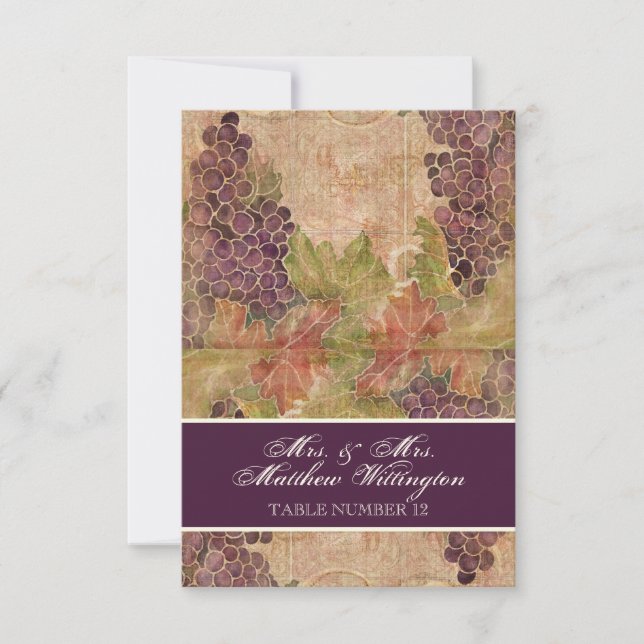 Número de Mesa de Boda de Viñedo de Uvas Viejas As (Anverso)