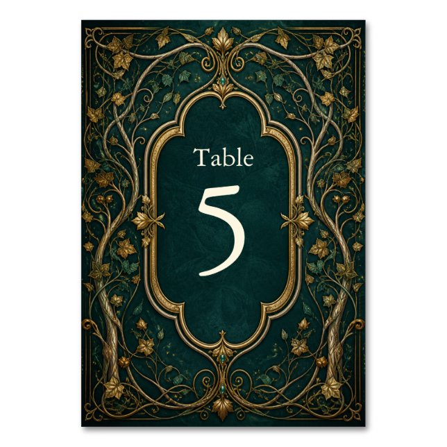 Número de mesa de boda del bosque encantado (Anverso)