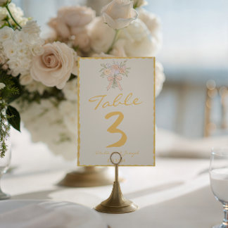 Número de mesa de boda dibujado con acuarela Nouve