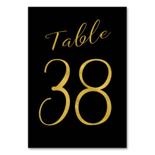 Número de mesa de boda dorado brillo negro elegant