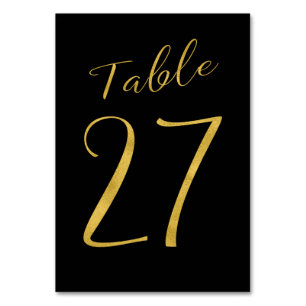 Número de mesa de boda dorado brillo negro elegant