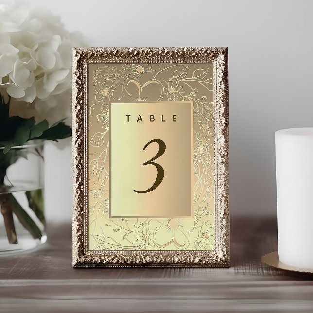 Número de mesa de boda dorado vintage (Subido por el creador)