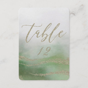 Número de mesa de boda elegante acuarela en follaj
