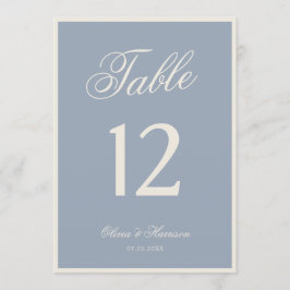 Número de Mesa de Boda Elegante Azul Polvoriento
