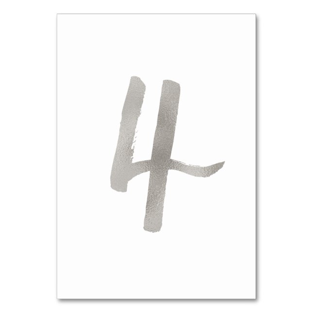 Número de mesa de boda elegante con hoja de plata  (Reverso)