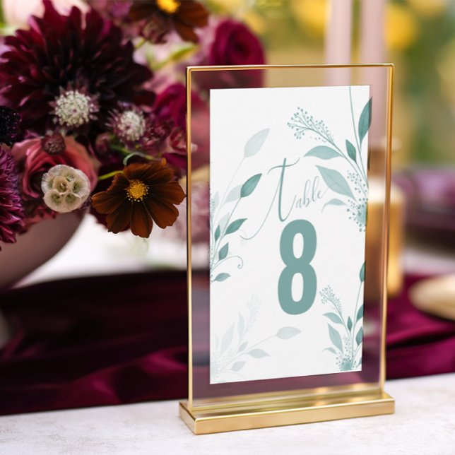 Número de mesa de boda elegante de eucalipto azul  (Subido por el creador)
