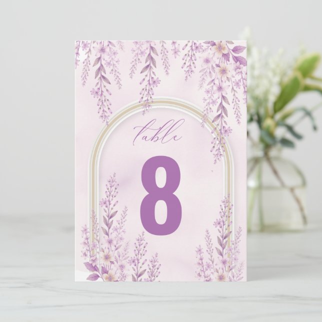 Número de Mesa de Boda Elegante de Tono Rosa Lavan (Anverso de pie)