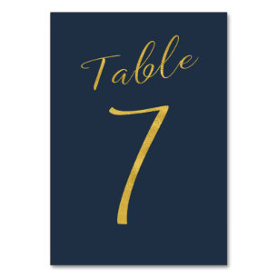 Número de mesa de boda elegante dorado brillo azul