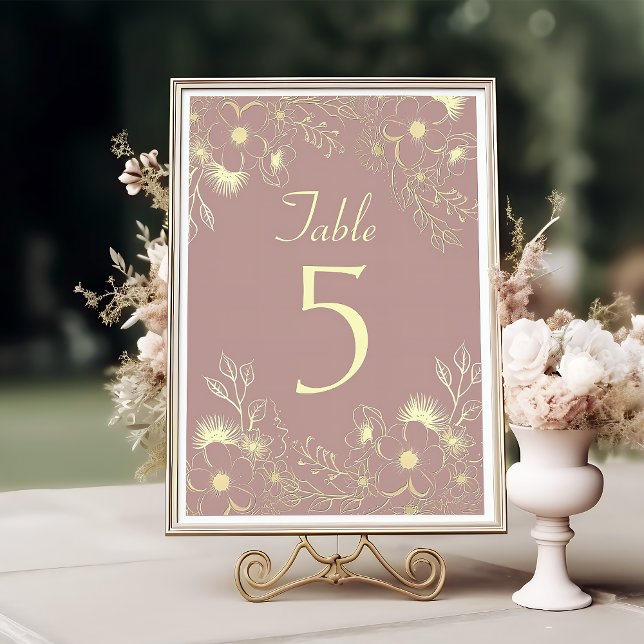 Número de mesa de boda elegante en rosa polvorient (Subido por el creador)