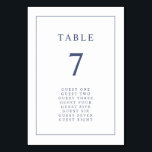 Número de mesa de boda elegante simple<br><div class="desc">Número de mesa de boda elegante simple. Este número de mesa de boda con borde minimalista y elegante cuenta con un borde azul marino delgado con texto y letra azul marino. Los artículos coincidentes están en la Suite de boda de borde clásico Navy.</div>