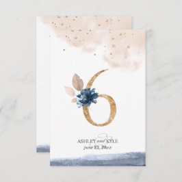 Número de mesa de boda en azul marino, rosado y do