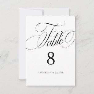 Número de Mesa de Boda en Blanco y Negro con Letra