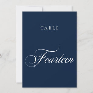 Número de mesa de boda en caligrafía azul clásica