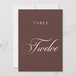 Número de mesa de boda en caligrafía marrón clásic