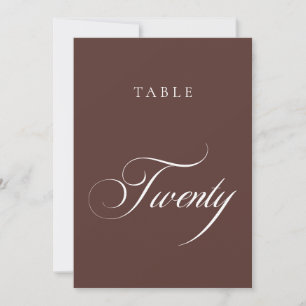 Número de mesa de boda en caligrafía marrón clásic