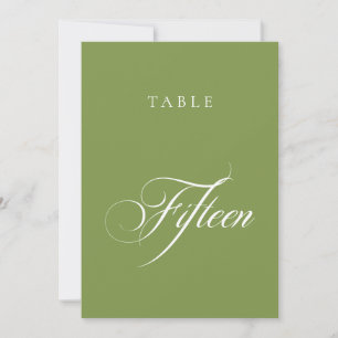 Número de mesa de boda en caligrafía verde clásica