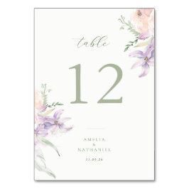 Número de mesa de boda en jardín pastel