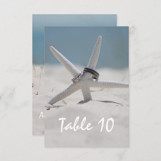 número de mesa de boda en la playa (Anverso / Reverso)