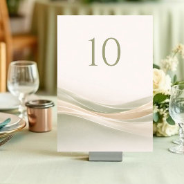 Número de Mesa de Boda en Verde Salvia y Marfil