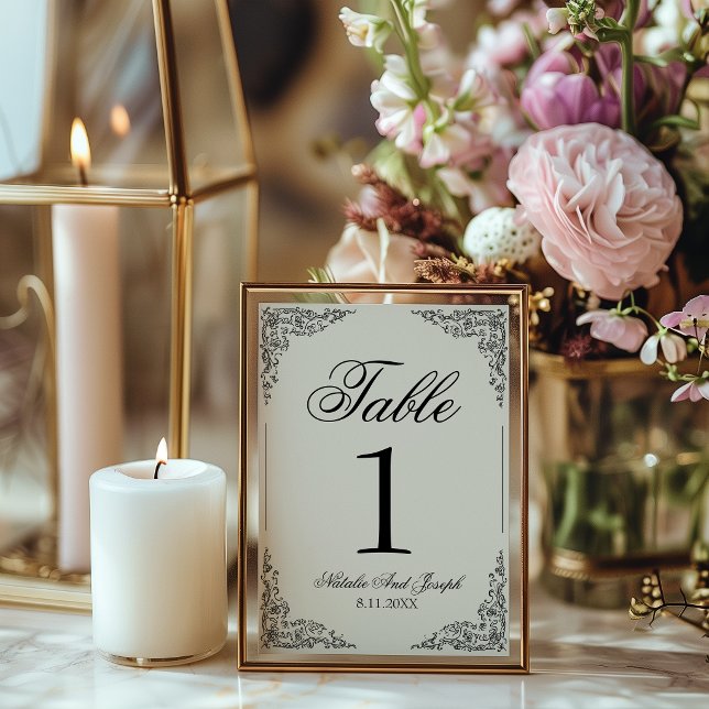 Número de mesa de boda floral boho crema negra (Subido por el creador)