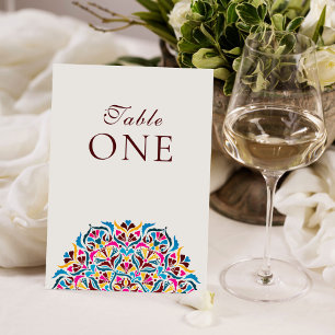 Número de mesa de boda floral caprichoso magenta a