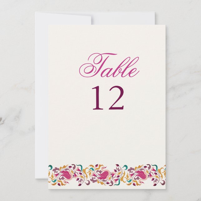 Número de mesa de boda floral cisne perla clásico (Anverso)